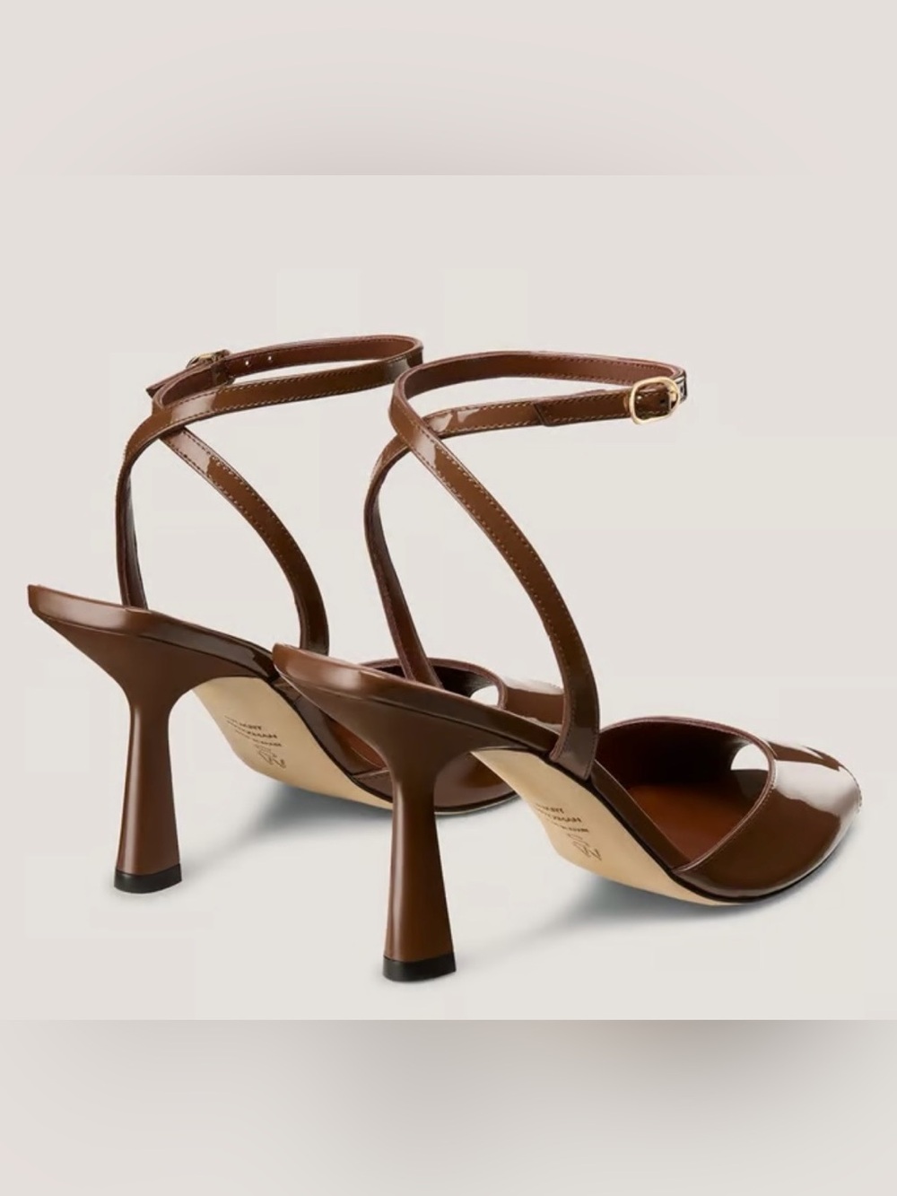 Stuart Weitzman Val Sandal 85 Brown Leather Ankle-Strap Stiletto - Picture 3 of 5